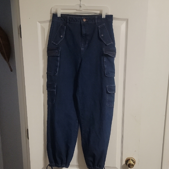 Women's Blue Cargo Jeans - Picture 1 of 4